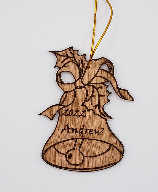 Wood personalised Christmas decoration - bell