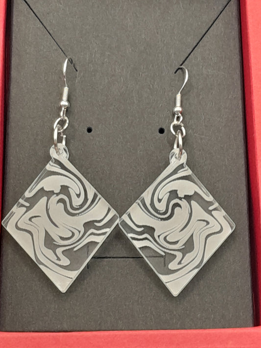 Acrylic diamond swirl earrings