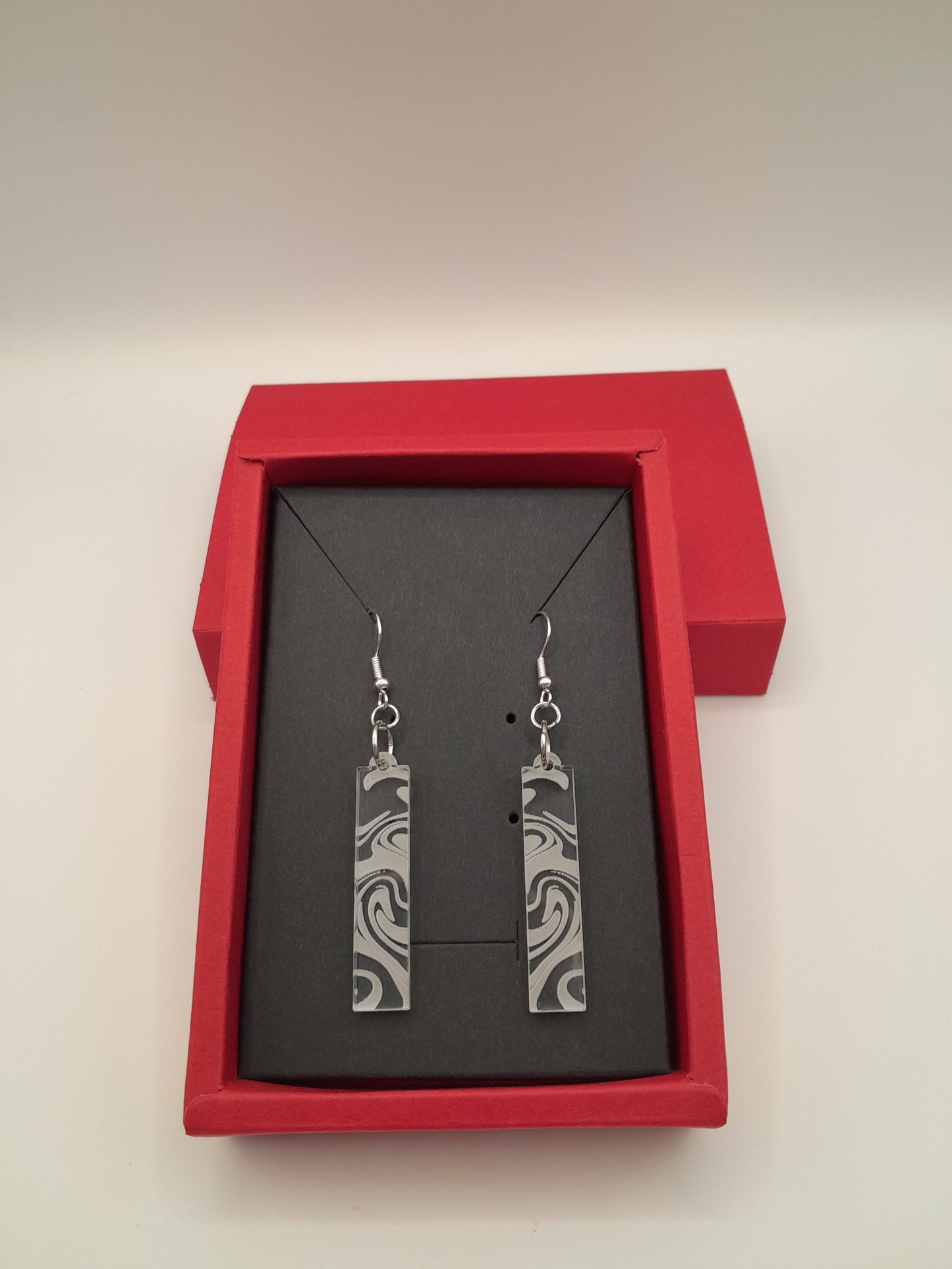 Acrylic rectangle swirl earrings