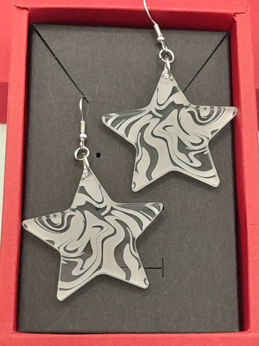 Acrylic star swirl earrings