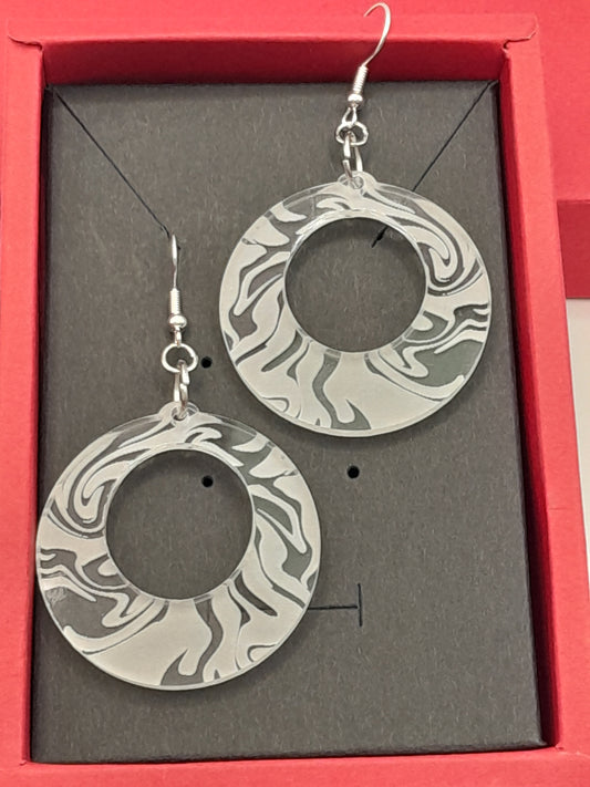 Acrylic circle swirl earrings
