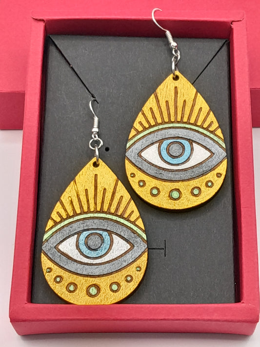 Hand painted art deco style earrings