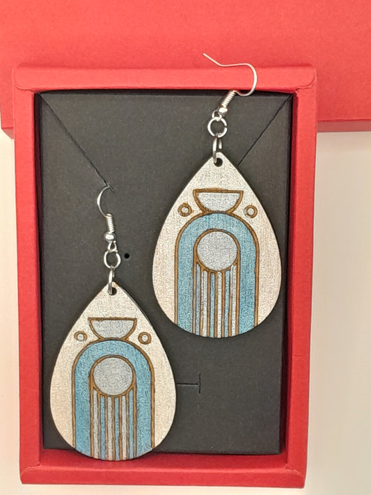 Hand painted art deco style earrings
