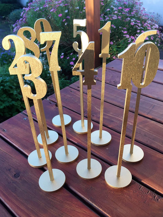 Laser cut gold mdf table numbers - 1-10