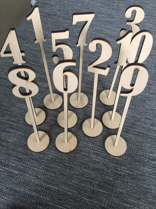 Laser cut mdf table numbers - 1-10